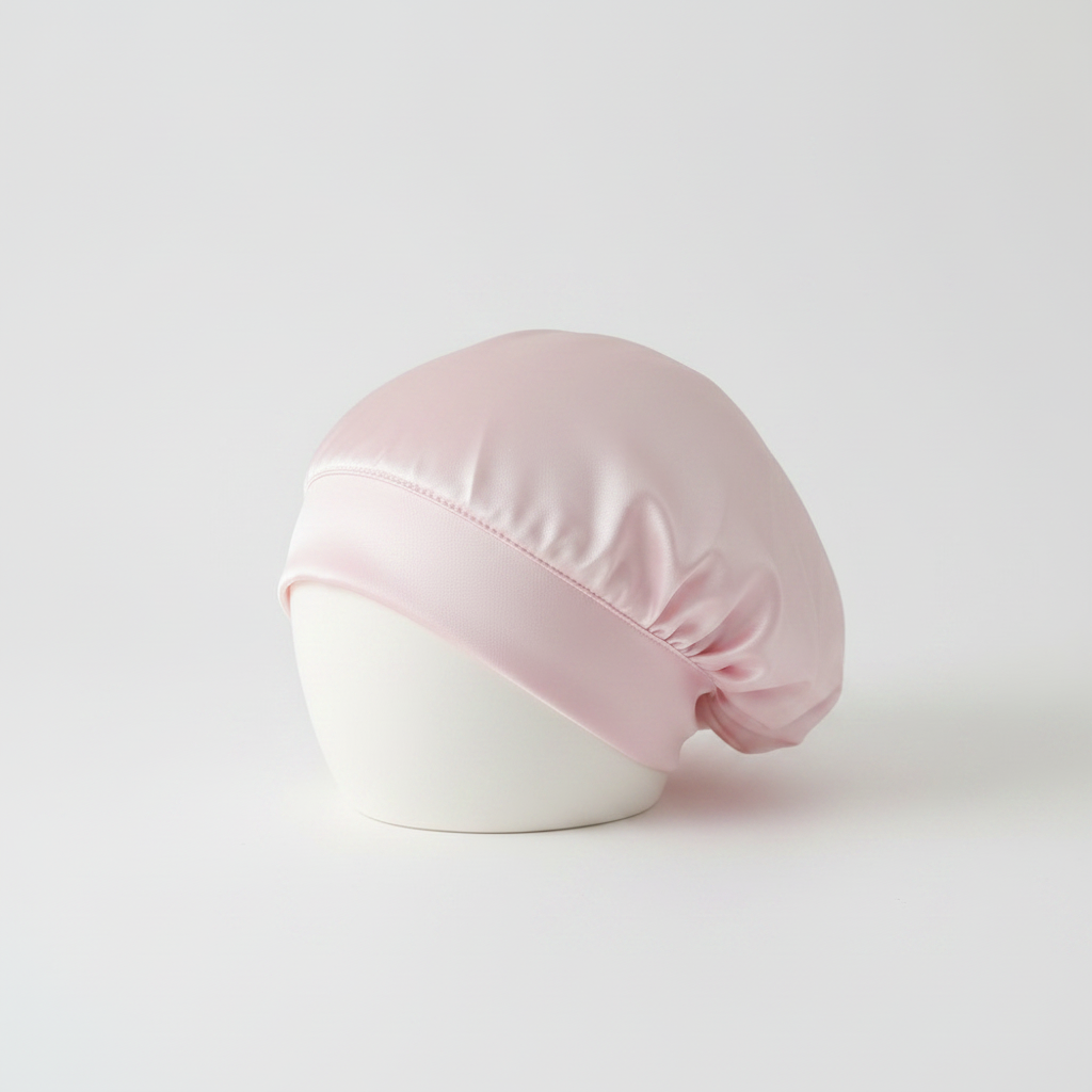 Bonnet en Satin Rose Pastel