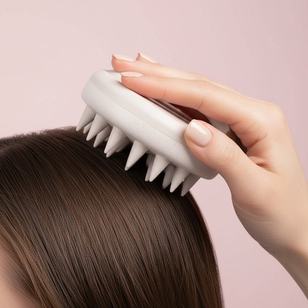 Brosse de massage du cuir chevelu en silicone pour le lavage des cheveux et l'élimination des pellicules .