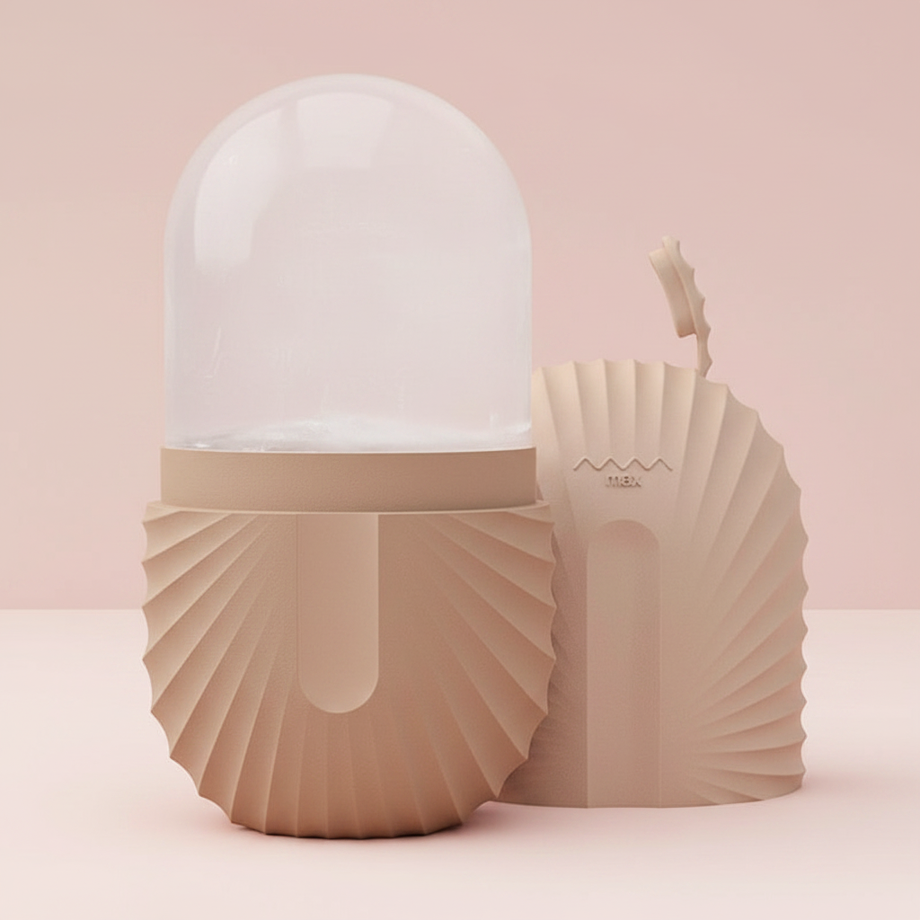 Moule Beige - fond rose pastel