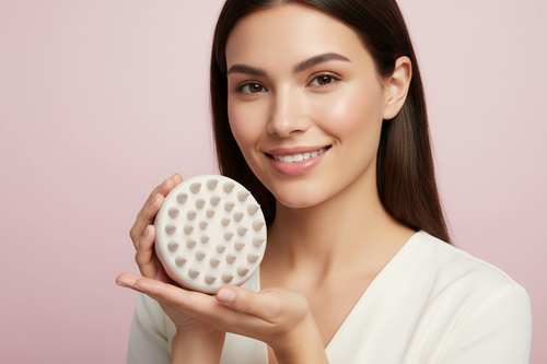 Brosse de massage du cuir chevelu en silicone pour le lavage des cheveux et l'élimination des pellicules .
